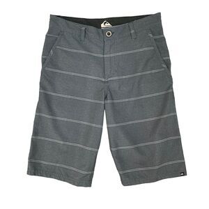 Quiksilver Hybrid Shorts Youth Boys 16 Gray Striped Lightweight Stretch Pockets